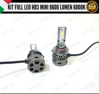 KIT LED HB3 MINI FULL LED 6000K XENON CANBUS 9600 LUMEN REALI NO ERROR AUTO MOTO