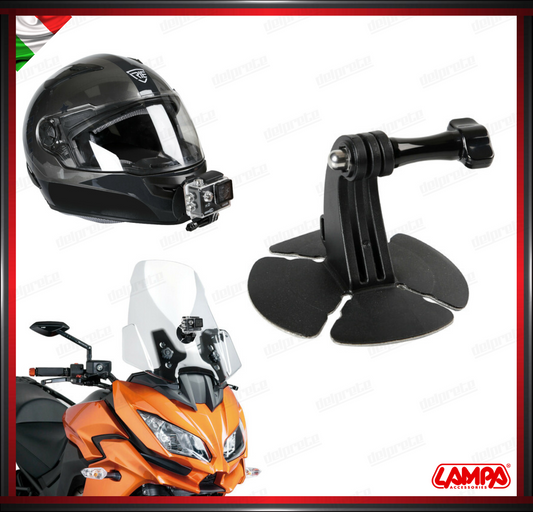 LAMPA SUPPORTO ACTION CAM CASCO MOTO CUPOLINI GO-PRO DJI INSTA UNIVERSALE ADESIVA