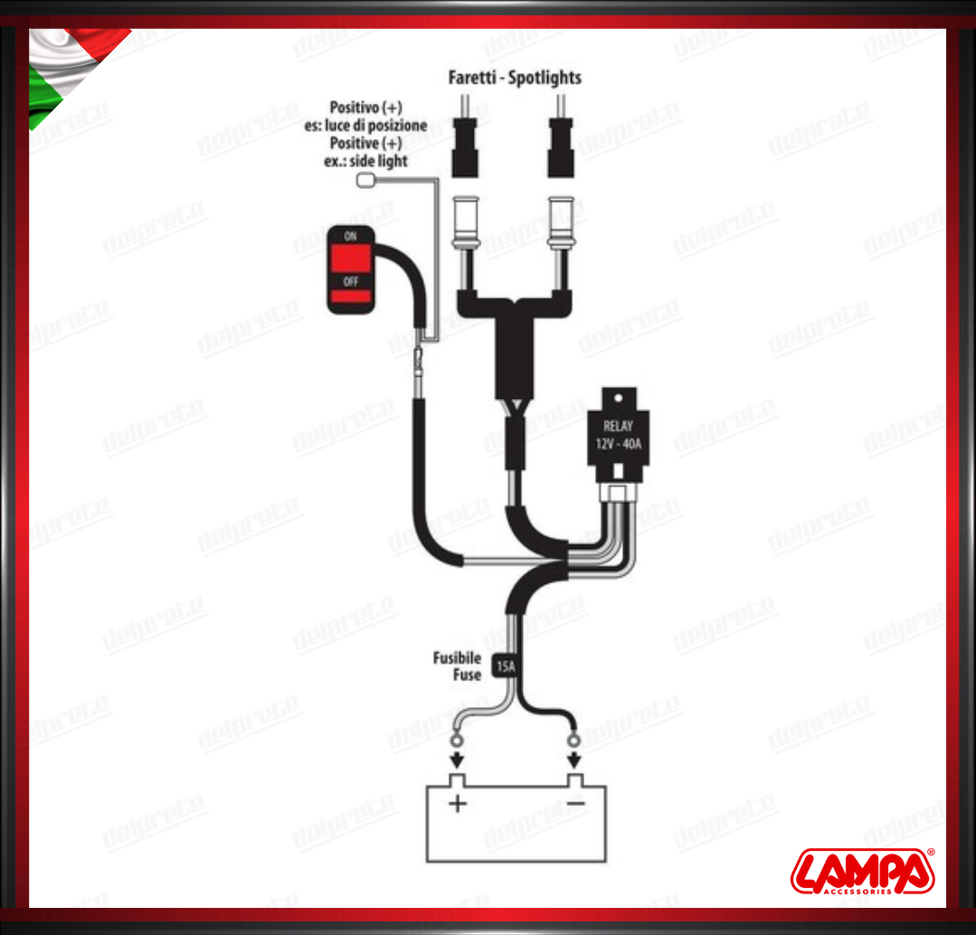 LIGHT WIRING KIT CABLAGGIO COPPIA FARETTI MOTO 12V CON INTERRUTTORE ON-OFF