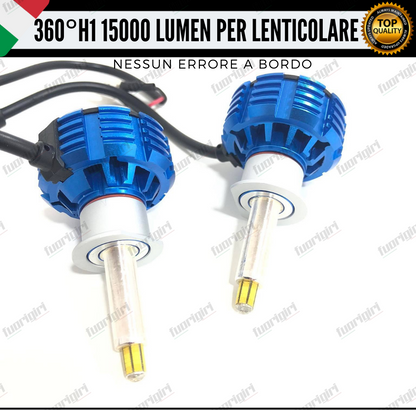 KIT FULL LED H1 360° GRADI 15000L CANBUS SPECIFICO PER FARI LENTICOLARI BIANCO