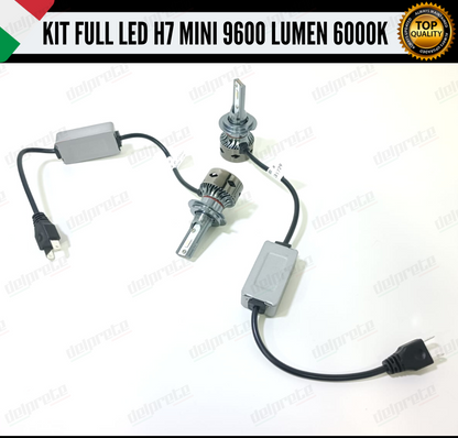 KIT LED H7 MINI FULL LED 6000K XENON CANBUS 9600 LUMEN REALI NO ERROR AUTO MOTO