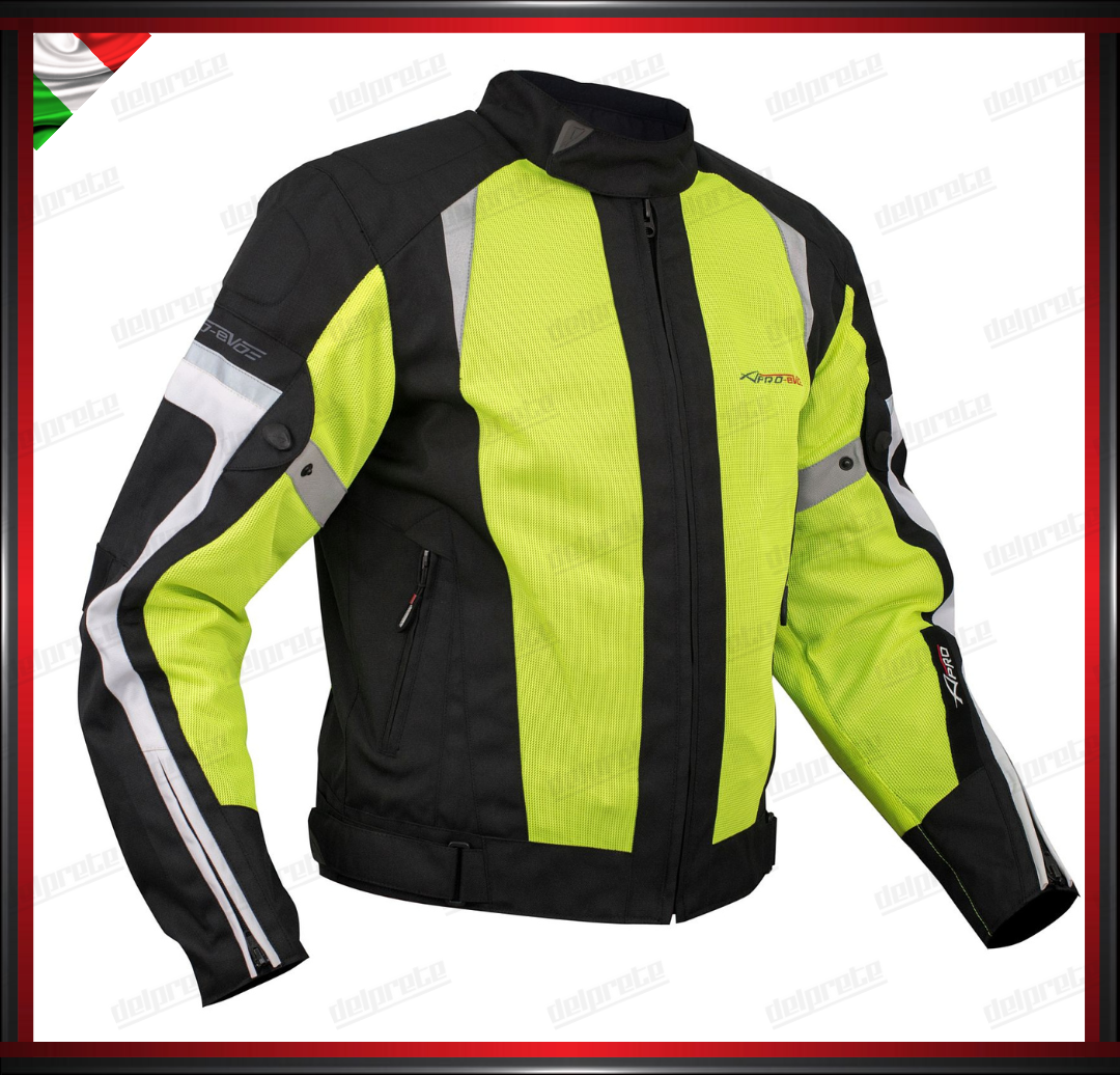 GIACCA MOTO FLUO IN TESSUTO MESH ESTIVA TRASPIRANTE PROTEZIONI OMOLOGATE CE