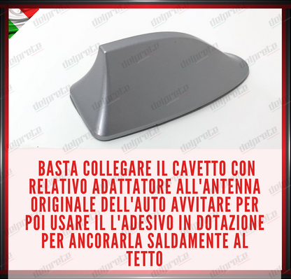 ANTENNA PINNA DI SQUALO GRIGIO UNIVERSALE FIAT LANCIA BMW ABARTH RICEZIONE FM/AM