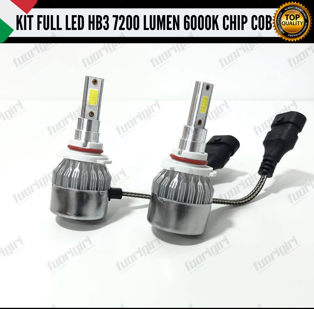 KIT FULL LED HB3 9005 CANBUS 7200 LUMEN REALI 6000K BIANCO NESSUN ERRORE AUTO