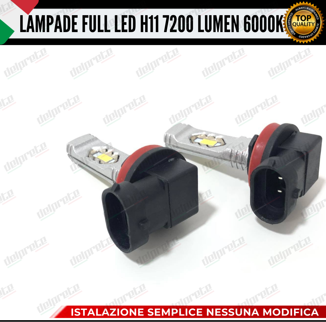 COPPIA LAMPADE H11 LED BIANCO 7200 LUMEN CANBUS 6000K CONSIGLIATE FENDINEBBIA