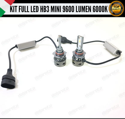 KIT LED HB3 MINI FULL LED 6000K XENON CANBUS 9600 LUMEN REALI NO ERROR AUTO MOTO