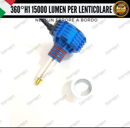 KIT FULL LED ANABBAGLIANTI H1 360° GRADI 15000L CANBUS SPECIFICO PER FARI LENTICOLARI BIANCO