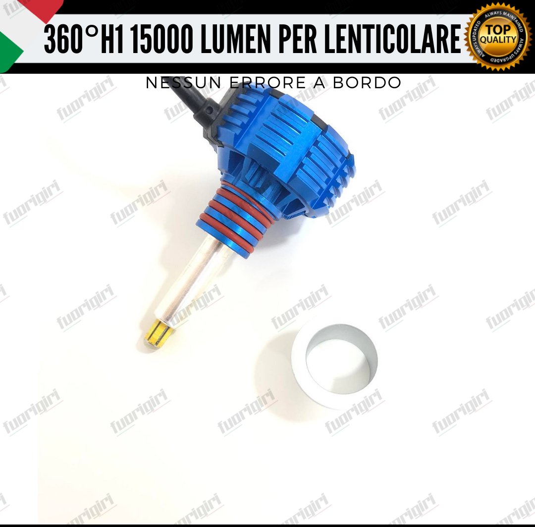 KIT FULL LED H1 360° GRADI 15000L CANBUS SPECIFICO PER FARI LENTICOLARI BIANCO