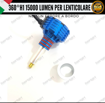 KIT FULL LED H1 360° GRADI 15000L CANBUS SPECIFICO PER FARI LENTICOLARI BIANCO