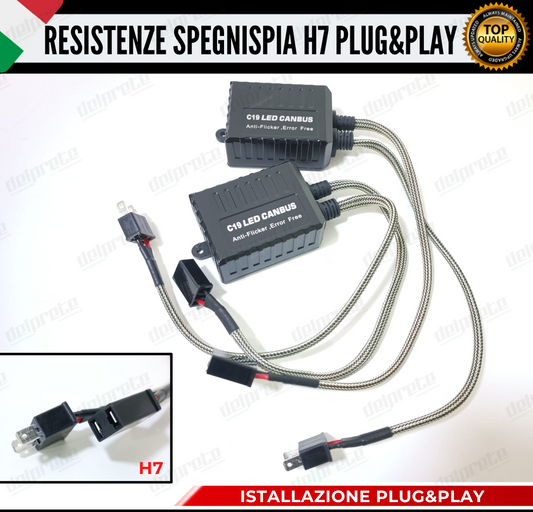 X2 RESISTENZE FILTRI AGGIUNTIVE CANBUS PER LAMPADE KIT LED H7 SPEGNI SPIA-ERRORE