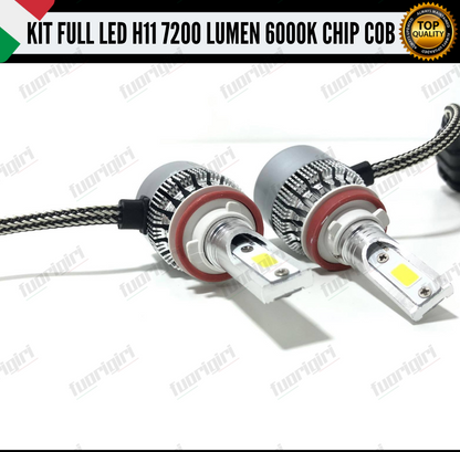 KIT FULL LED H11 CANBUS 7200 LUMEN REALI 6000K BIANCO NESSUN ERRORE AUTO