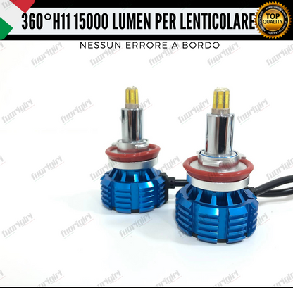 KIT FULL LED H11 360° GRADI 15000L CANBUS SPECIFICO PER FARI LENTICOLARI BIANCO