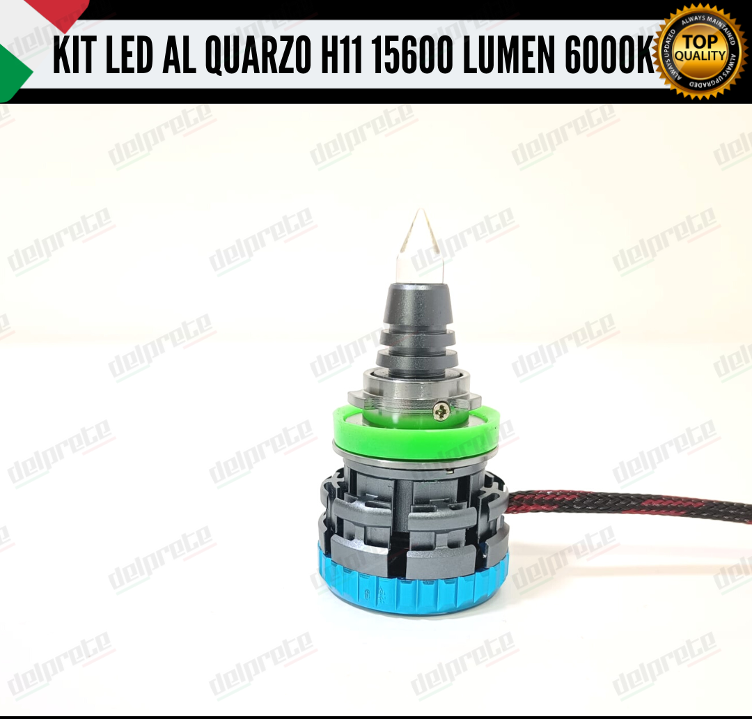 KIT LED H11 AL QUARZO MONO LED 360° PER FARI LENTICOLARI 15600 LUMEN 6000K CANBUS