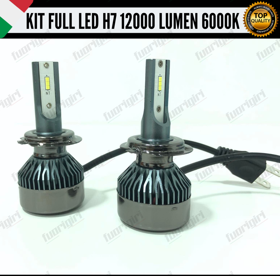 KIT FULL LED H7 12000 LUMEN CANBUS 6000K BIANCO PER FARI A PARABOLA 100% NOERROR