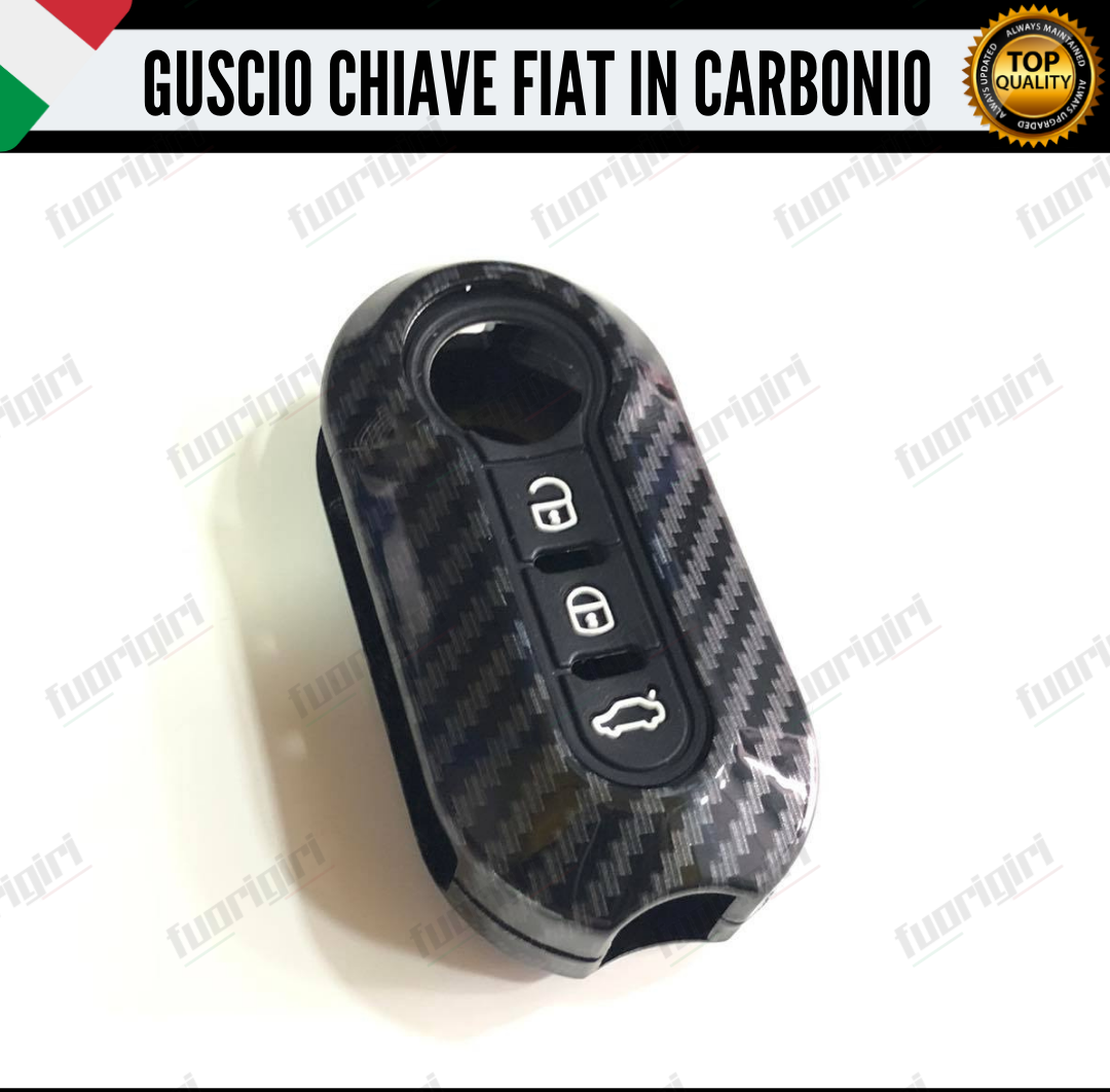 COVER GUSCIO CHIAVE IN CARBONIO 500 FIAT ABARTH LANCIA PUNTO PANDA BRAVO STILO