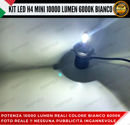 KIT FULL LED LAMPADE LED H4 MINI NO ERROR 6000K BIANCO 10000 LUMEN LM CANBUS