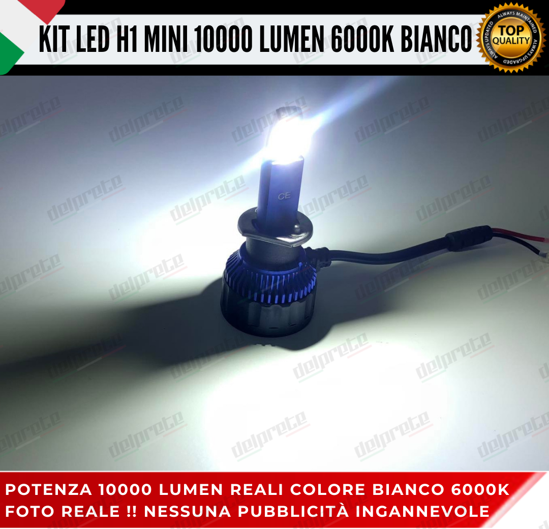 KIT FULL LED LAMPADE LED H1 MINI NO ERROR 6000K BIANCO 10000 LUMEN LM CANBUS