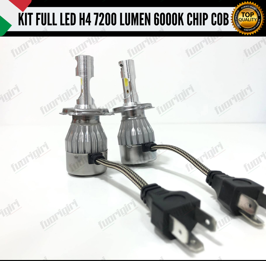 KIT FULL LED H4 7200 LUMEN CANBUS 6000K BIANCO BI-LED PARABOLA 100% NO ERRORE