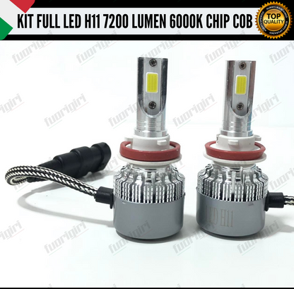 KIT FULL LED H11 CANBUS 7200 LUMEN REALI 6000K BIANCO NESSUN ERRORE AUTO