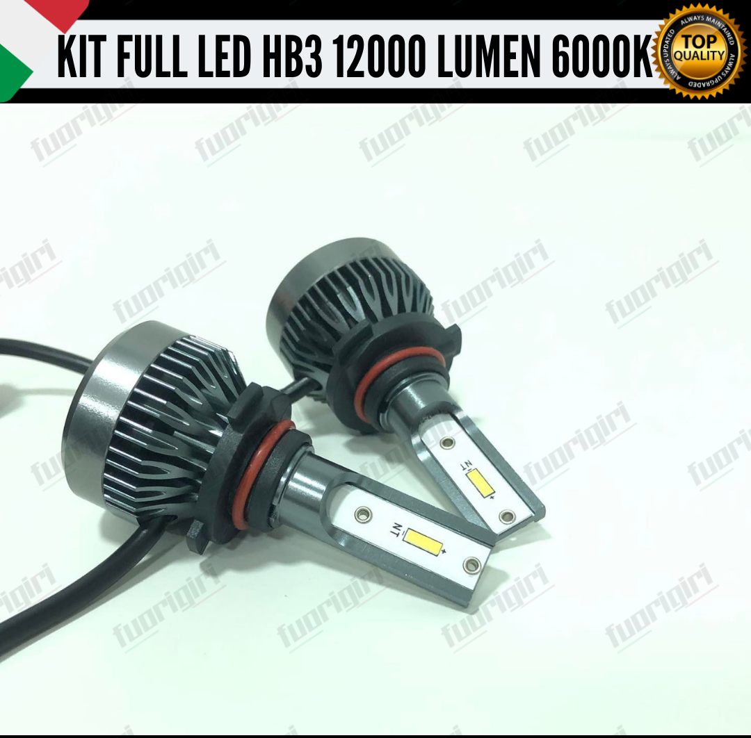 KIT FULL LED HB3 9005 12000L CANBUS 6000K BIANCO PER FARI A PARABOLA NO ERRORE