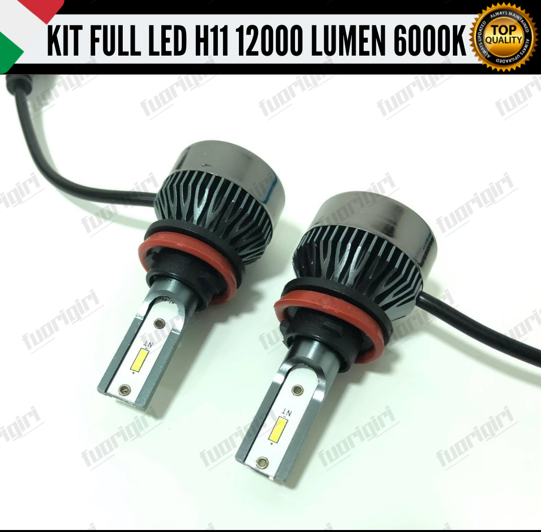 KIT FULL LED H11 12000 LUMEN CANBUS 6000K BIANCO PER FARI A PARABOLA 100% NOERROR