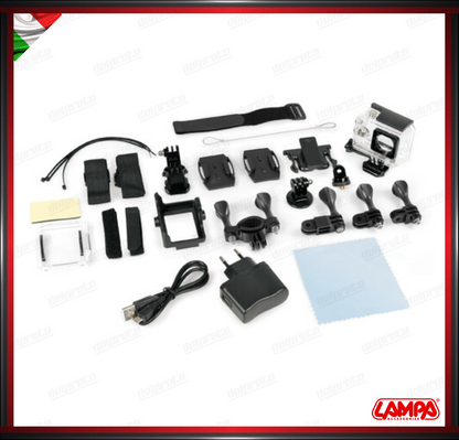 LAMPA ACTION CAM PLUS HD 1080 P KIT ACCESSORI TELECAMERA PER SPORT