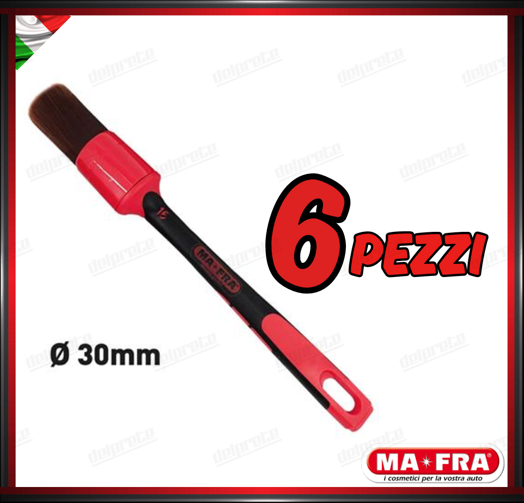 MAFRA - PENNELLO 30mm RED BRUSH CAR DETAILER PULIZIA INTERNO ESTERNO AUTO MOTO
