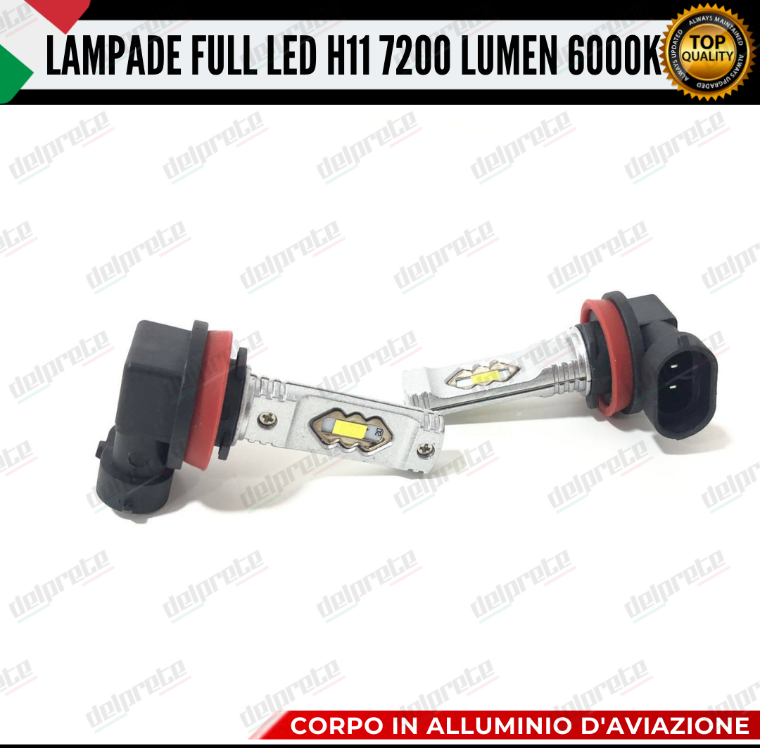 COPPIA LAMPADE H11 LED BIANCO 7200 LUMEN CANBUS 6000K CONSIGLIATE FENDINEBBIA