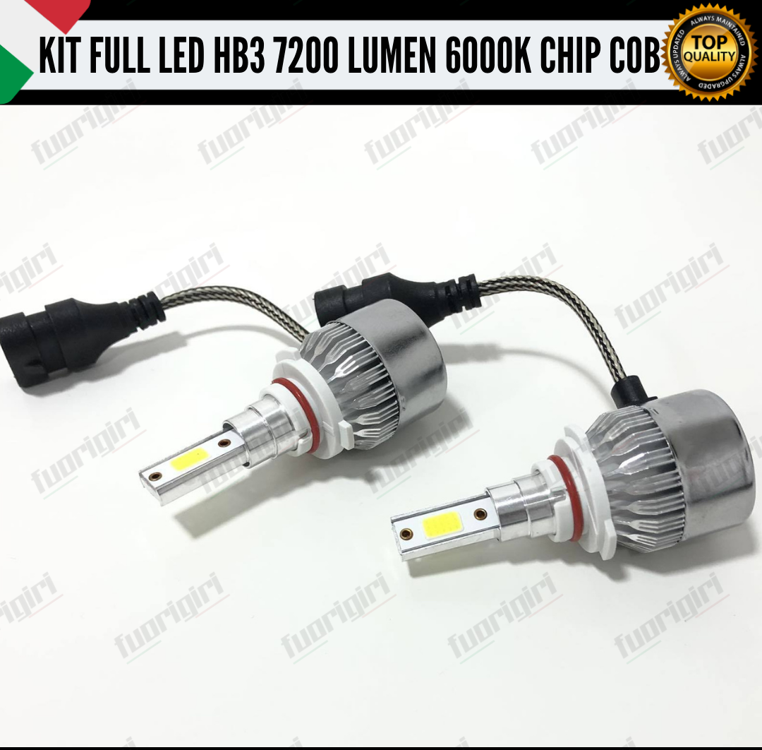 KIT FULL LED HB3 9005 CANBUS 7200 LUMEN REALI 6000K BIANCO NESSUN ERRORE AUTO