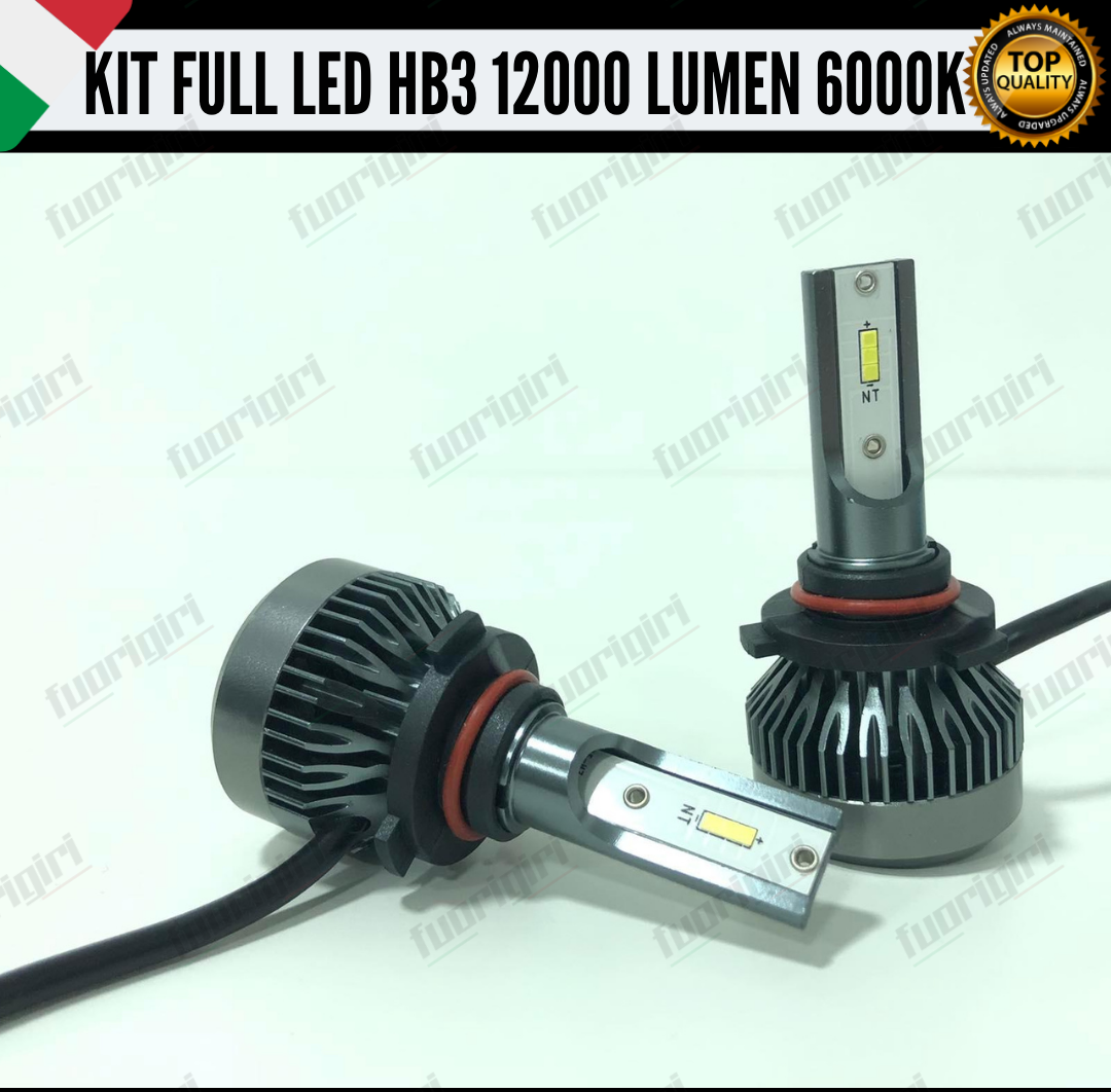 KIT FULL LED HB3 9005 12000L CANBUS 6000K BIANCO PER FARI A PARABOLA NO ERRORE