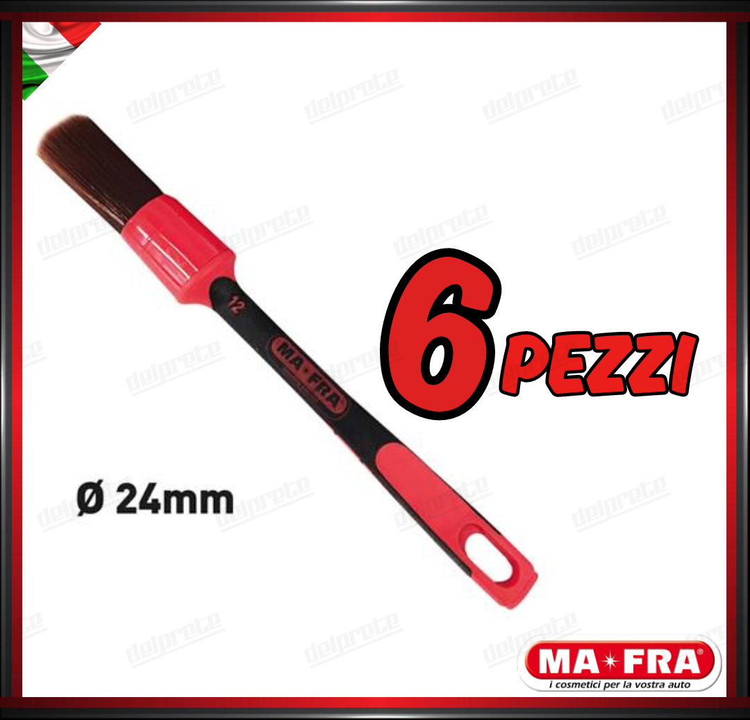 MAFRA - PENNELLO 24mm RED BRUSH CAR DETAILER PULIZIA INTERNO ESTERNO AUTO MOTO