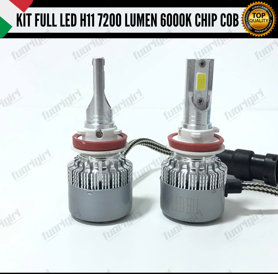 KIT FULL LED H11 CANBUS 7200 LUMEN REALI 6000K BIANCO NESSUN ERRORE AUTO