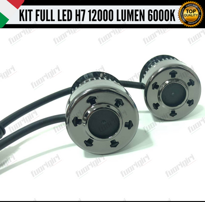 KIT FULL LED H7 12000 LUMEN CANBUS 6000K BIANCO PER FARI A PARABOLA 100% NOERROR