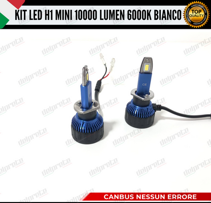 KIT FULL LED LAMPADE LED H1 MINI NO ERROR 6000K BIANCO 10000 LUMEN LM CANBUS