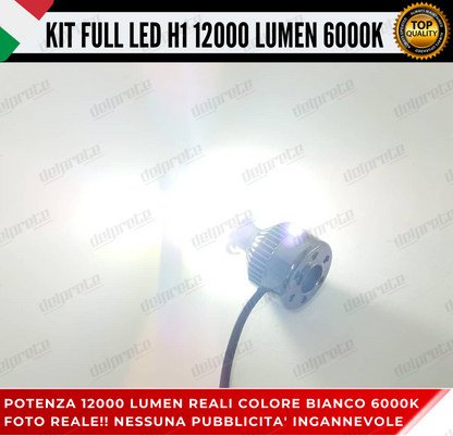 KIT FULL LED H1 12000 LUMEN CANBUS 6000K BIANCO PER FARI A PARABOLA 100% NOERROR