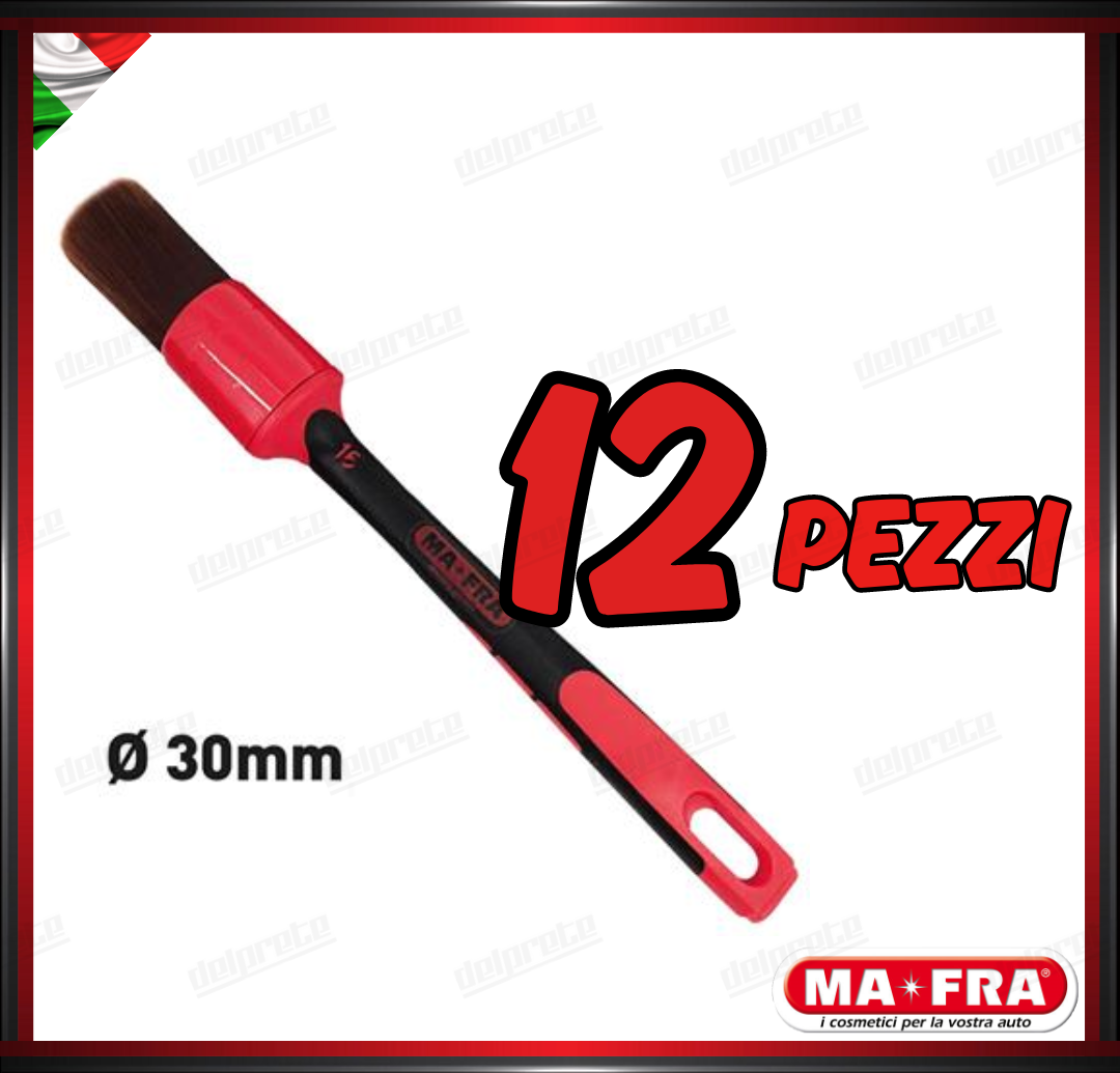 MAFRA - PENNELLO 30mm RED BRUSH CAR DETAILER PULIZIA INTERNO ESTERNO AUTO MOTO