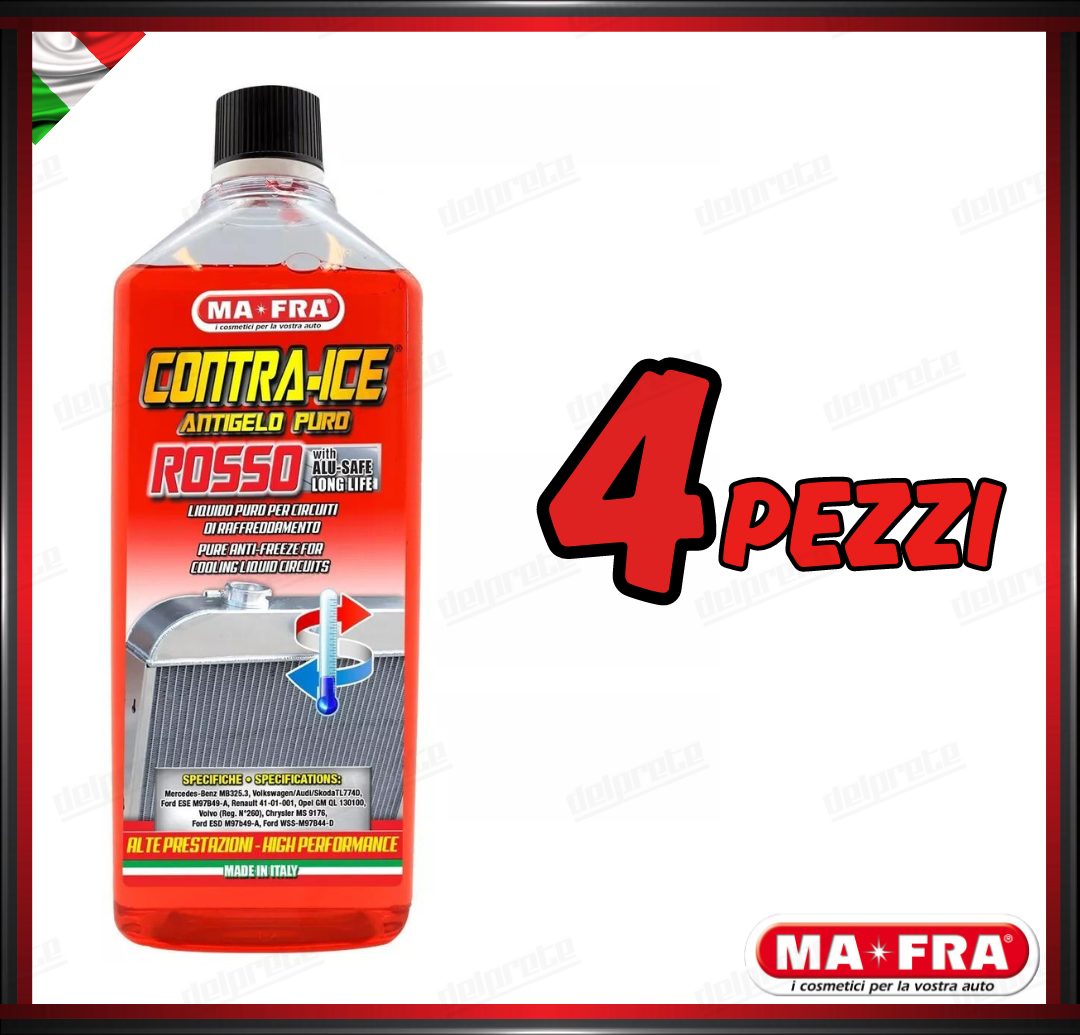 MAFRA - ANTIGELO PROTETTIVO ROSSO CONTRA ICE PURO LIQUIDO RADIATORI 1000 ML 1LT