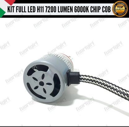 KIT FULL LED H11 CANBUS 7200 LUMEN REALI 6000K BIANCO NESSUN ERRORE AUTO