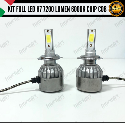 KIT FULL LED H7 CANBUS 7200 LUMEN REALI 6000K BIANCO NESSUN ERRORE AUTO