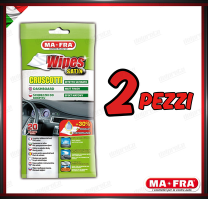 MAFRA - 20PZ WIPES SATIN SALVIETTE CRUSCOTTO SATINATO PULITORE AUTO MONOUSO