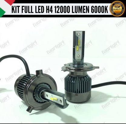 KIT FULL LED H4 12000 LUMEN CANBUS 6000K BIANCO PER FARI A PARABOLA 100% NOERROR