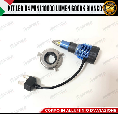 KIT FULL LED LAMPADE LED H4 MINI NO ERROR 6000K BIANCO 10000 LUMEN LM CANBUS