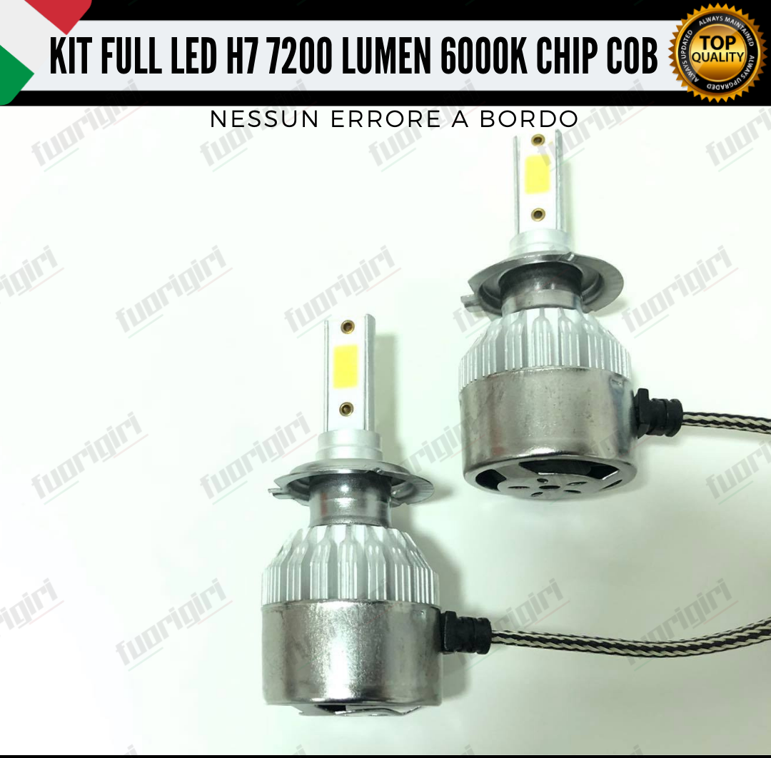 KIT FULL LED H7 CANBUS 7200 LUMEN REALI 6000K BIANCO NESSUN ERRORE AUTO