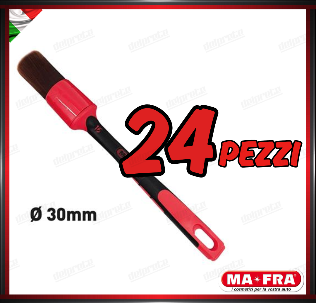 MAFRA - PENNELLO 30mm RED BRUSH CAR DETAILER PULIZIA INTERNO ESTERNO AUTO MOTO