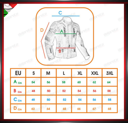 GIACCA MOTO GRIGIO E ROSSO IN TESSUTO IMPERMEABILE FODERA TERMICA REMOVIBILE PROTEZIONI OMOLOGATE CE