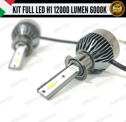 KIT FULL LED H1 12000 LUMEN CANBUS 6000K BIANCO PER FARI A PARABOLA 100% NOERROR