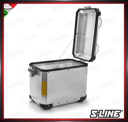 S-LINE - VALIGIA LATERALE IN ALLUMINIO COLORE NERO 45 LITRI + KIT DI FISSAGGIO 6.2KG