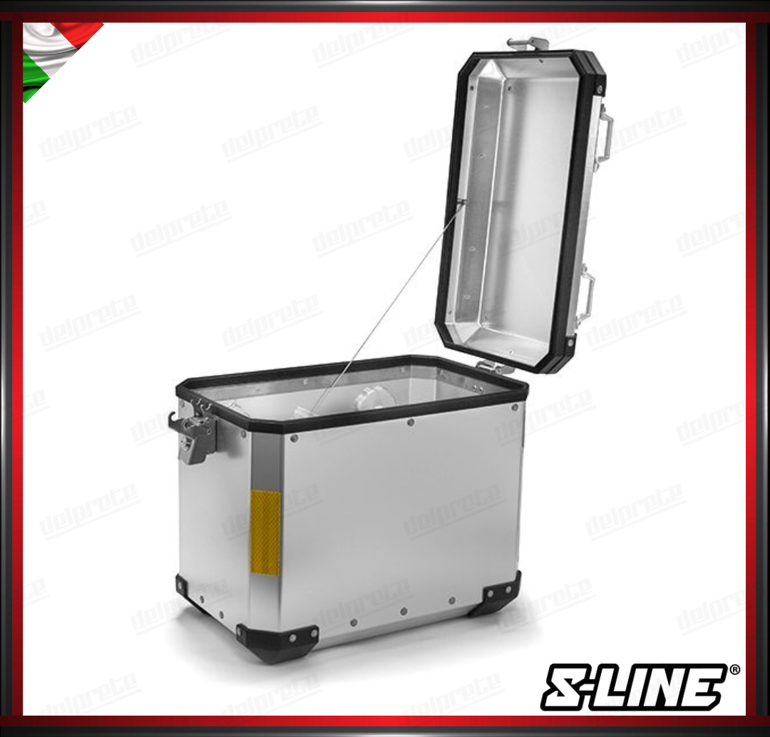 S-LINE - VALIGIA LATERALE IN ALLUMINIO COLORE NERO 38 LITRI + KIT DI FISSAGGIO 6.2KG