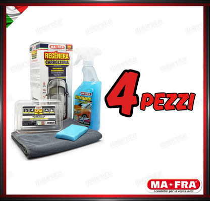 MAFRA - KIT REGENERA RIGENERA CARROZZERIA DECONTAMINANTE CLAY BAR E PANNO 500ML