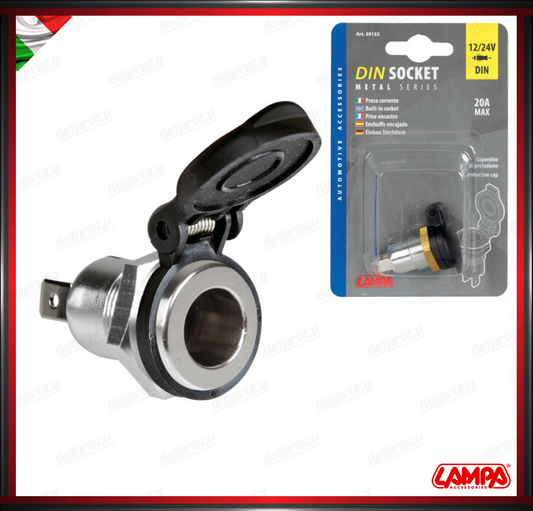 PRESA DI CORRENTE LAMPA DIN IN ALLUMINIO MONTAGGIO AD INCASSO - 12/24V